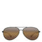 Aviator sunglasses with brown lenses on a white background