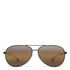 Aviator sunglasses with brown lenses on a white background