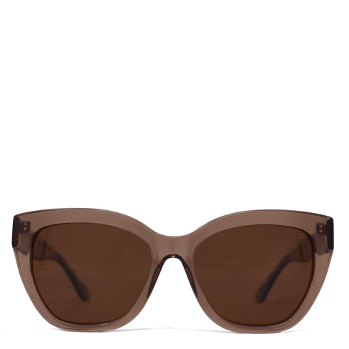 Brown sunglasses with a white background