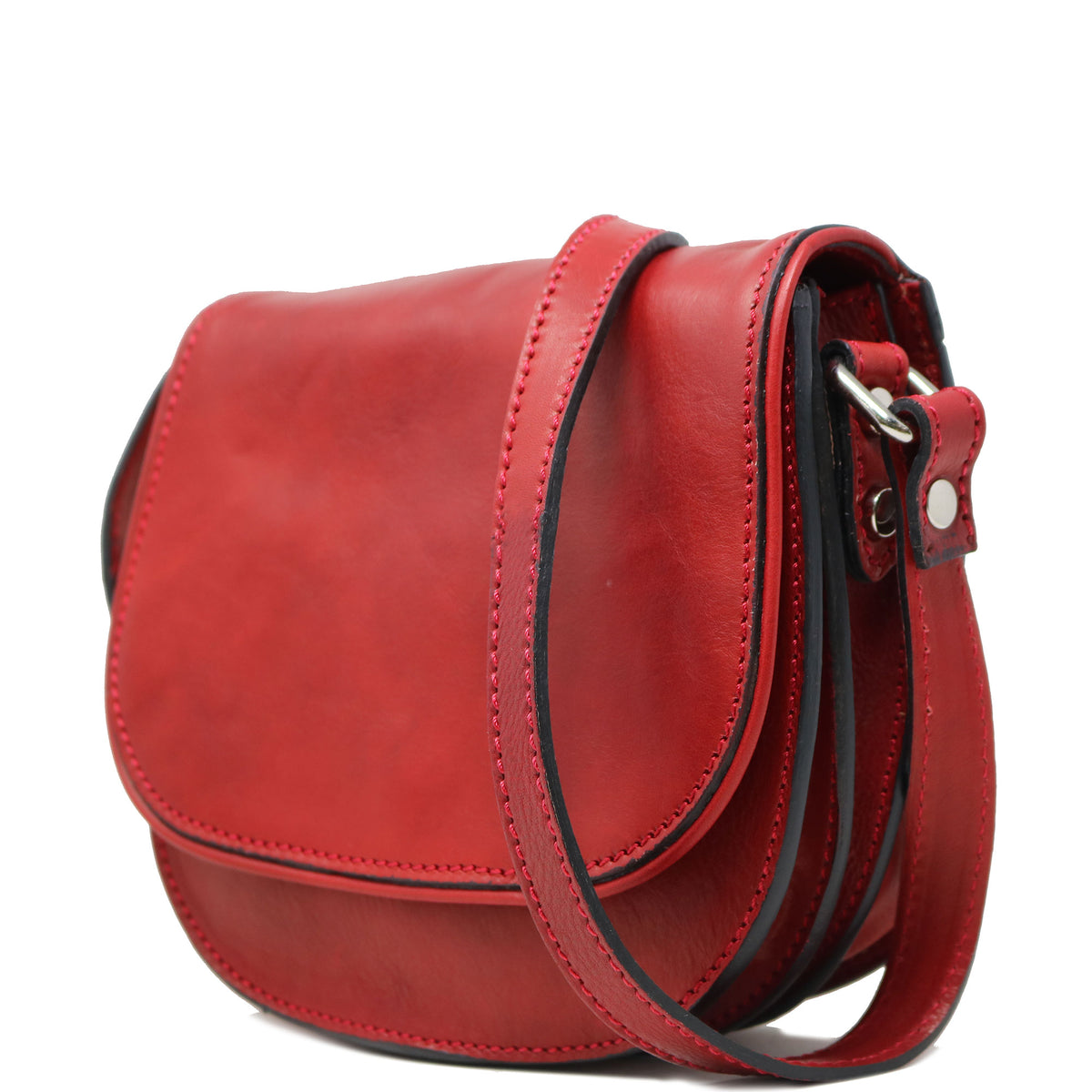 Floto Chianti Crossbody Saddle Bag - Full Grain Leather Handbag, Tobacco Brown, Made In Italy