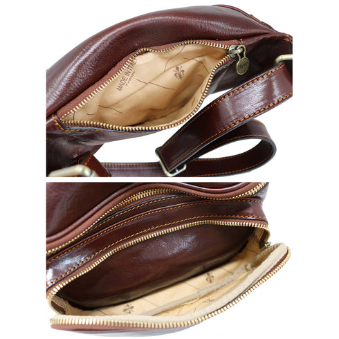 Leather Fanny Pack Waist Bag Floto Brown 5