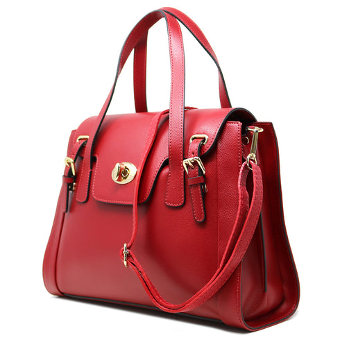 Floto Leather Tavani Handbag Cross Body Red 2