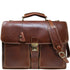 The Floto Novella leather briefcase is a men's attache business bag that is handcrafted in Italy. This is the Novella Brief in Vecchio Brown.