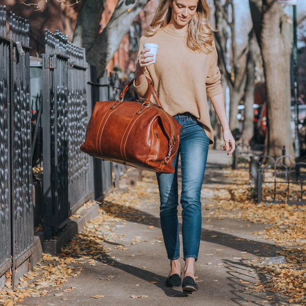 Leather Travel Duffle Bag Roma in Brooklyn Heights