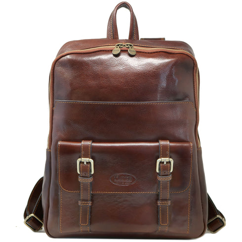 Leather Backpack Floto Italian Sabina Laptop Knapsack Shoulder Bag in Vecchio Brown 1