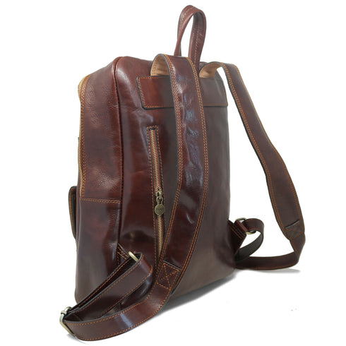 Leather Backpack Floto Italian Sabina Laptop Knapsack Shoulder Bag in Vecchio Brown 3