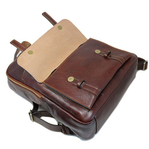 Leather Backpack Floto Italian Sabina Laptop Knapsack Shoulder Bag in Vecchio Brown 4