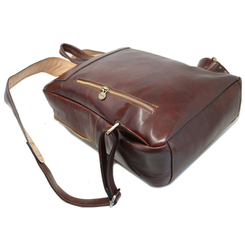 Leather Backpack Floto Italian Sabina Laptop Knapsack Shoulder Bag in Vecchio Brown 5