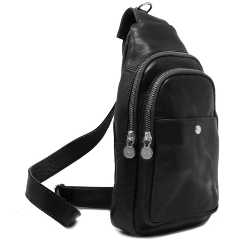 Floto leather shoulder bag crossbody black