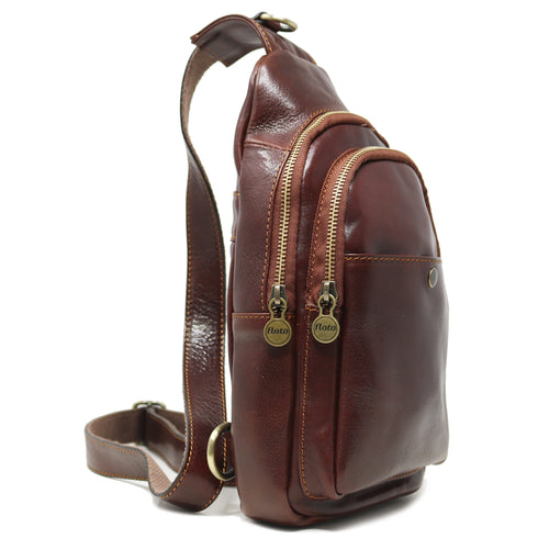 Floto leather shoulder bag crossbody brown
