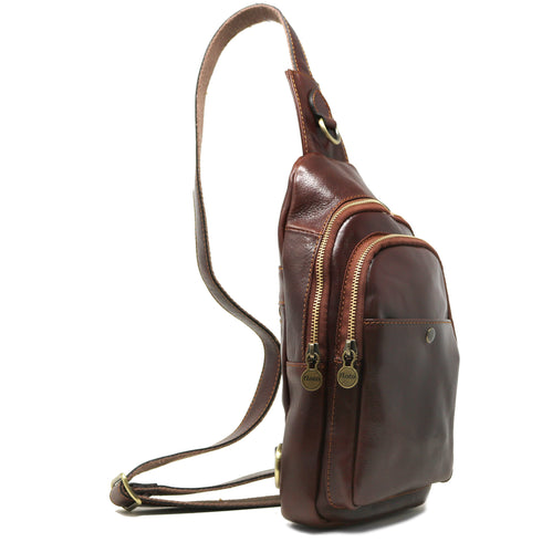 Floto leather shoulder bag crossbody brown