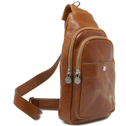 Floto leather shoulder bag crossbody Olive honey brown