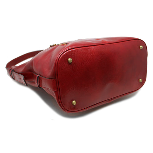 Floto Italian Leather Shoulder Handbag Tote Bag Sardinia red bottom