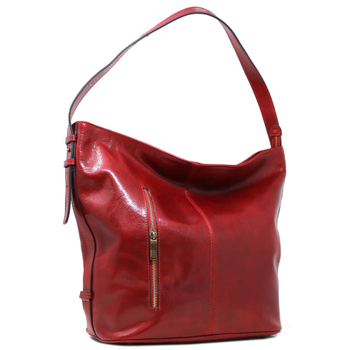 Floto Italian Leather Shoulder Handbag Tote Bag Sardinia red