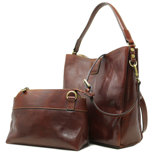 Floto Italian Leather Shopper Handbag Tote Bag Sardinia brown
