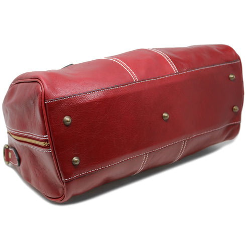 Floto Italian Leather Venezia Mini Duffle Carryon Bag red 3