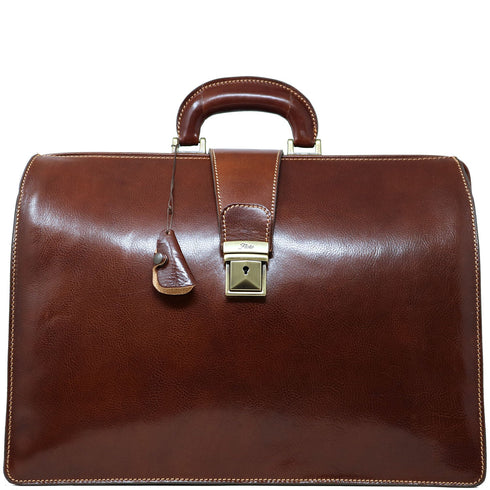 leather briefcase attache floto ciabatta brown 1