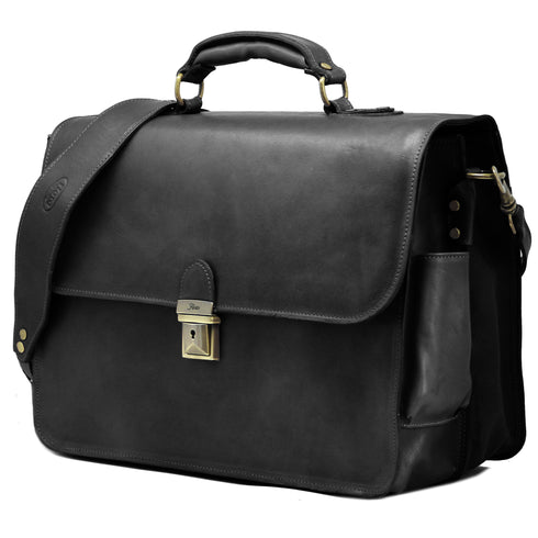 Leather Briefcase Floto Duomo Attache Large Men's Leather Bag black 2