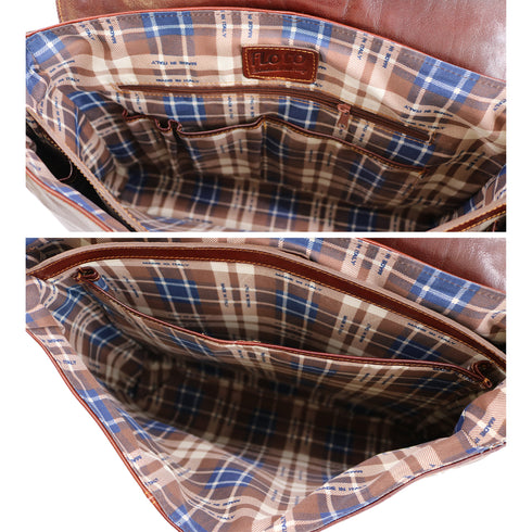 Floto Venezia Leather Laptop Briefcase in Brown 3