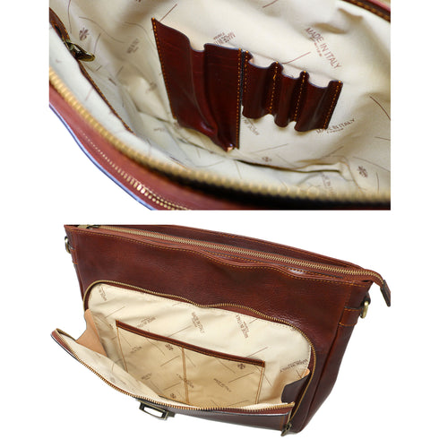Briefcase Messenger Bag Floto Corsica Brown 3