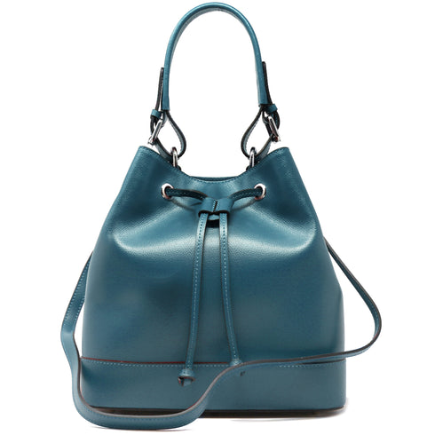 Floto Italian Leather Bag Milano Bucket Women's Shoulder Bag blue