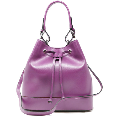 Floto Italian Leather Bag Milano Bucket Women's Shoulder Bag Purple