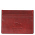 Red leather cardholder with 'Floto' branding on a white background