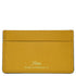 This is a Floto Wallet made from calfskin leather with a saffiano finish. This model is the Sono Wide Card Wallet in Yellow.