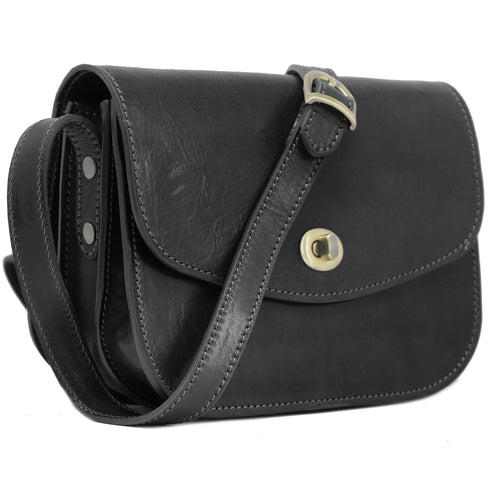 Milano Leather Crossbody Bag in Black 2