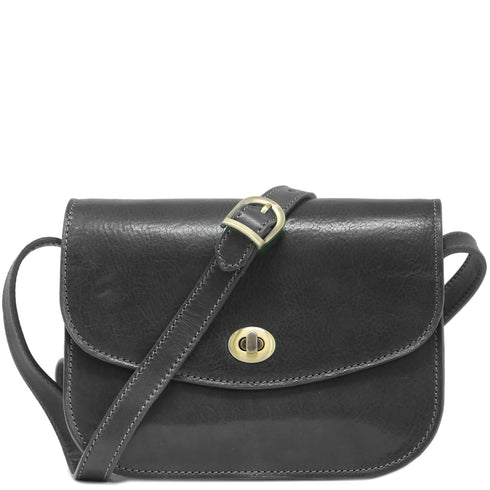 Milano Leather Crossbody Bag in Black