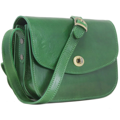 Milano Leather Crossbody Bag in green 2