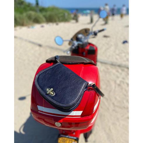 Floto Italian Leather Saddle Bag Cross Body Women's Bag blue 5