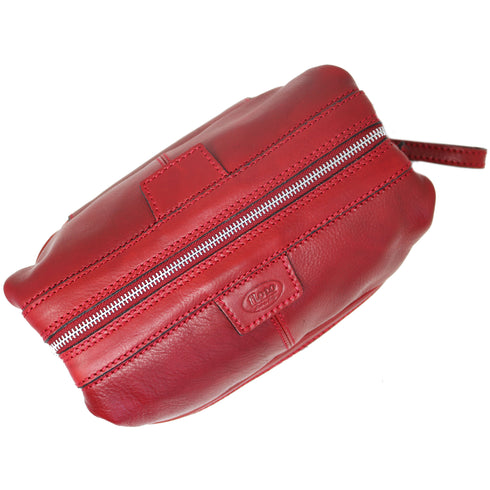 Floto leather drop bottom dopp travel kit bag tuscan red