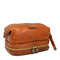 Floto Italian Positano leather drop bottom dopp travel kit bag Tobacco Brown