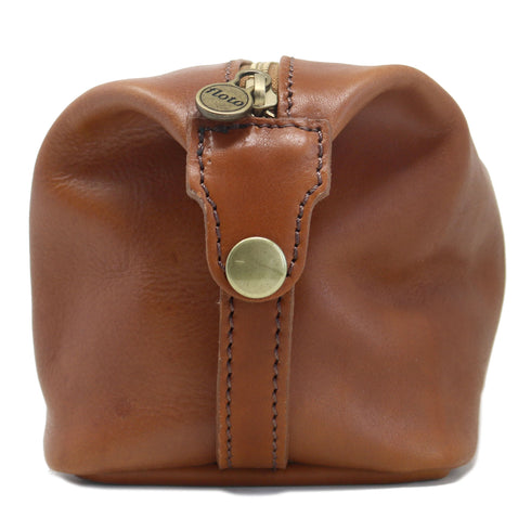 Floto Italian Venezia leather dopp kit toiletry bag brown tobacco 3
