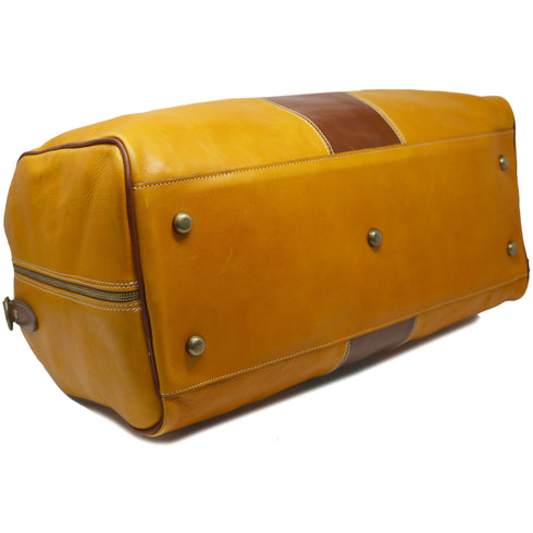 yellow and brown leather duffle bag floto venezia 2