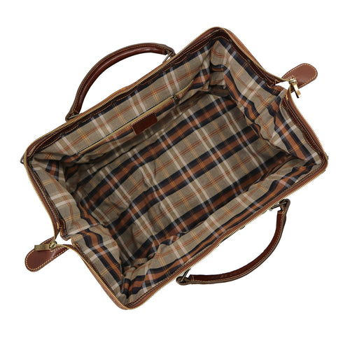 Floto Italian Positano leather gladstone travel duffle bag brown