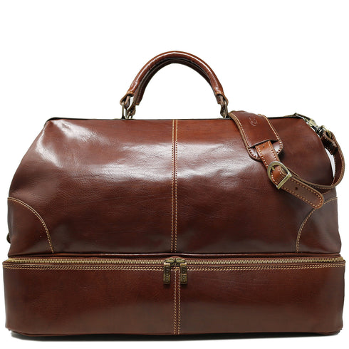 Floto Italian Positano leather gladstone travel duffle bag brown 2