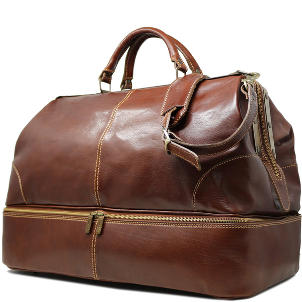Floto Italian Positano leather gladstone travel duffle bag brown 1
