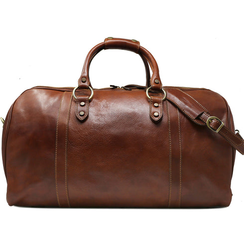 Leather Duffle Cabin Bag Brown Floto Roma 2