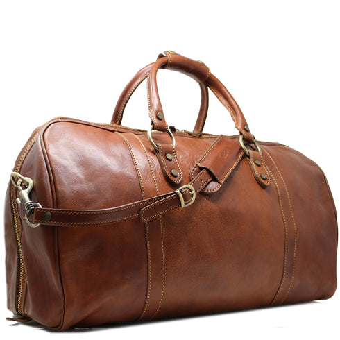 Leather Duffle Cabin Bag Brown Floto Roma 1