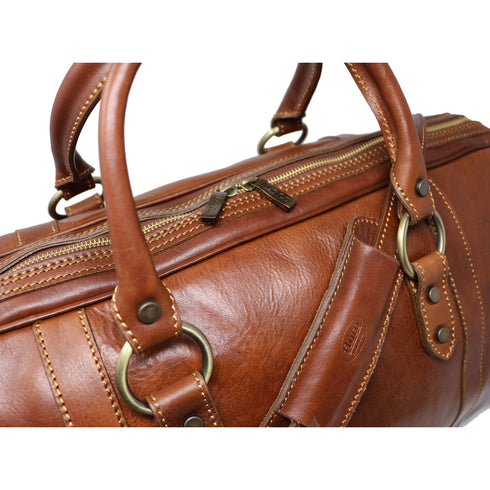 Leather Duffle Cabin Bag Brown Floto Roma 8