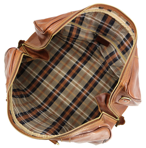 Leather Duffle Cabin Bag Brown Floto Roma