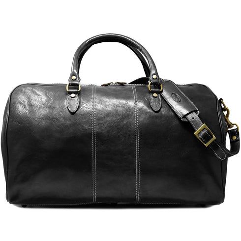 Floto Italian Leather Venezia Duffle Travel Bag Luggage black