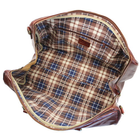 venezia duffle bag inside plaid lining