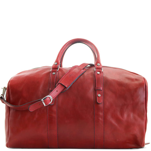 Leather Duffle Bag Floto Venezia Grande red