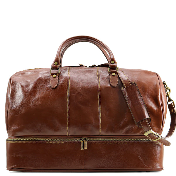Floto Italian leather drop bottom duffle bag venezia brown 2