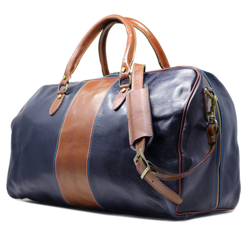 blue and brown leather duffle bag floto venezia westport 2