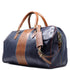 Floto Italian Leather Venezia Duffle Travel Bag Luggage blue and brown side