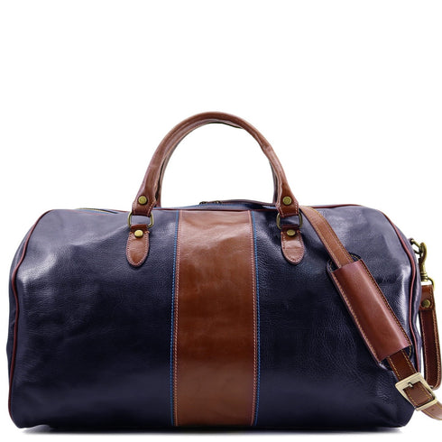 blue and brown leather duffle bag floto venezia westport